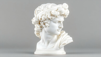 Obraz premium Marble bust sculpture, classical style, gray background, art history