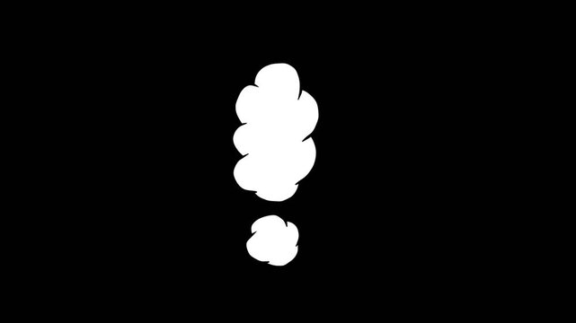 A set of stock motion graphics with 6 clouds in the form of a question mark, arrows, exclamation mark, heart, pointer. All elements are on the alpha channel with a transparent background.