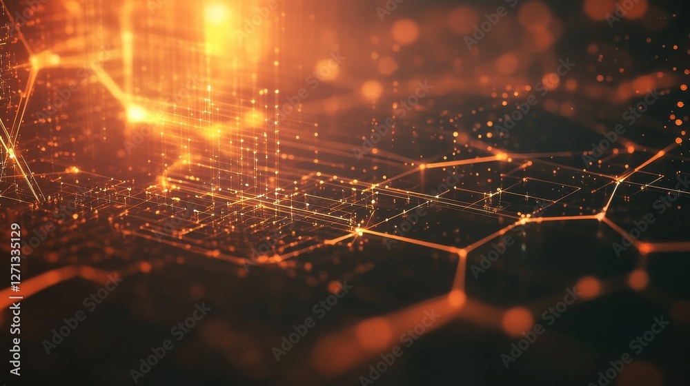 Poster digital technology background. abstract hexagons background with lines and dots. design for science,