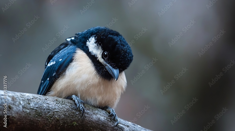 Poster closeup of a charming bluebird perched on a branch in soft natural light : generative ai