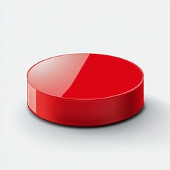 Sleek cylindrical red platform with a glossy surface, smooth edges, soft shadows, and high-quality details, centered on a white background for a modern, three-dimensional effect.