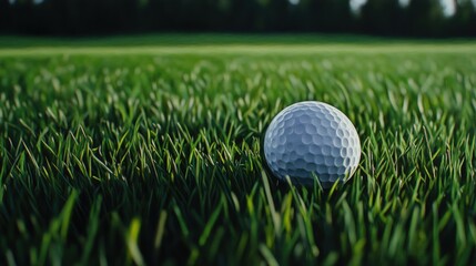 Obraz premium Golf ball on green, course background, sport, leisure