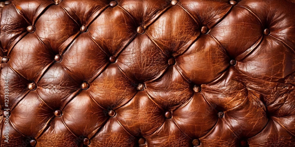 Poster a brown leather couch with a pattern of buttons