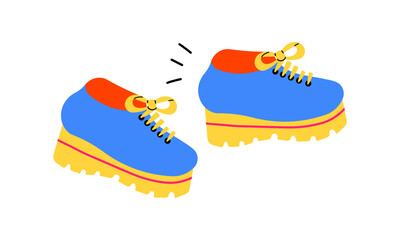 Classic nostalgic 80s 90s element in modern style flat, line art style. Hand drawn vector retro illustration of sneaker, vintage shoe, footwear, old school. Fashion patch, badge, emblem, logo