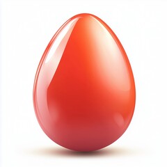 Fototapeta premium Realistic illustration of a vibrant red egg with smooth gradients, glossy finish, soft shadow, and high-resolution details on a clean white background.