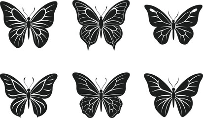 Obraz premium Elegant Butterfly Silhouette Vector Set – Artistic Insect Clipart Collection