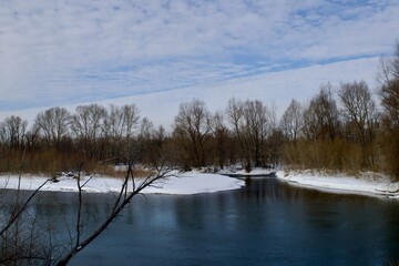 View of the Irtysh River in Ust Kamenogorsk, East Kazakhstan in winter