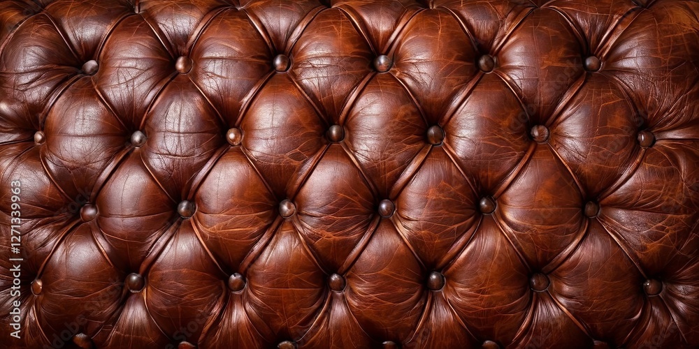 Poster a brown leather couch with a pattern of buttons