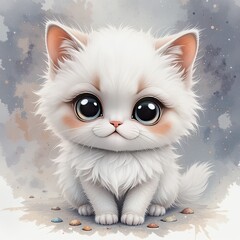 Cute white kitten illustration animal.