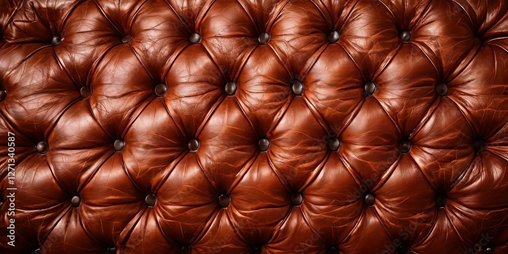 Poster a brown leather couch with a pattern of buttons