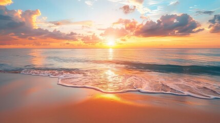 Fototapeta premium Beach sunrise with colorful skies and calm waters