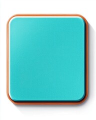 Fototapeta premium Bright Aqua Square Surface with Wooden Frame on White Background