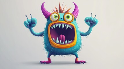 Naklejka premium Cartoon Character Funny Monster Isolated on Grey Gradient Background. Speaker. Vector EPS 10.