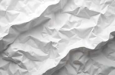 Obraz premium White crumpled paper texture background. Wrinkled creased folded surface. Abstract seamless pattern for vintage rustic grunge distressed aged old design. Material overlay for graphic, digital