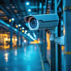 Surveillance camera in a modern facility.