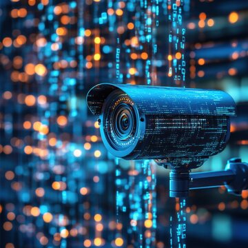 Surveillance camera with digital backdrop.