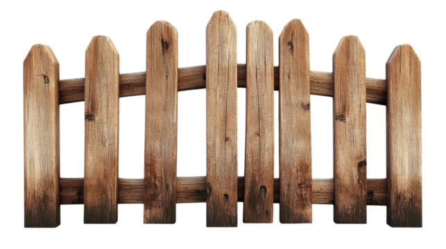 wooden fence with rounded top design isolated on white background - Powered by Adobe