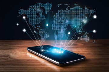 móviles proyectando el mundo con conexiones de internet y tecnología