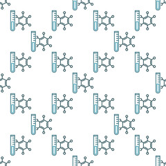 Laboratory Test Tube and Chemical Hexagonal Formula vector concept outline seamless pattern