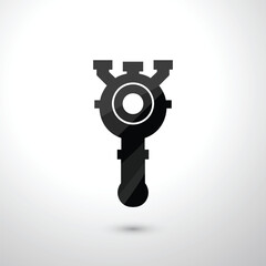 gear icon on the metal internet button. Industrial Pipeline Valve