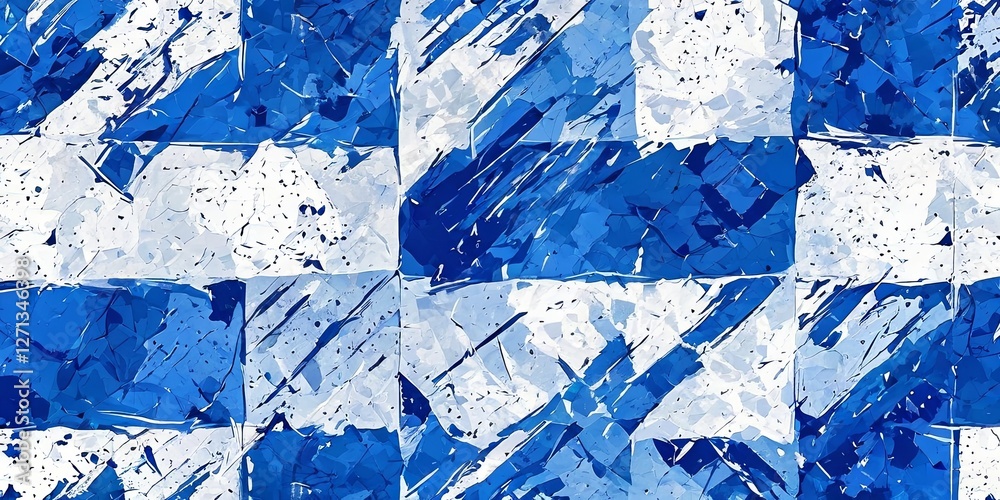 Aufkleber a blue and white patterned background with a blue and white square in the middle