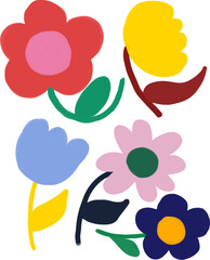 set of colorful flowers