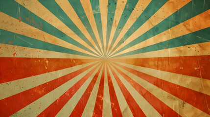 Vintage sunburst background with faded colors and textures, ideal for retro-themed designs