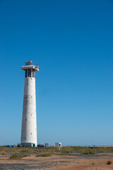 Morro Jable Lighthouse, Jandia Beach, Fuerteventura, Spain.