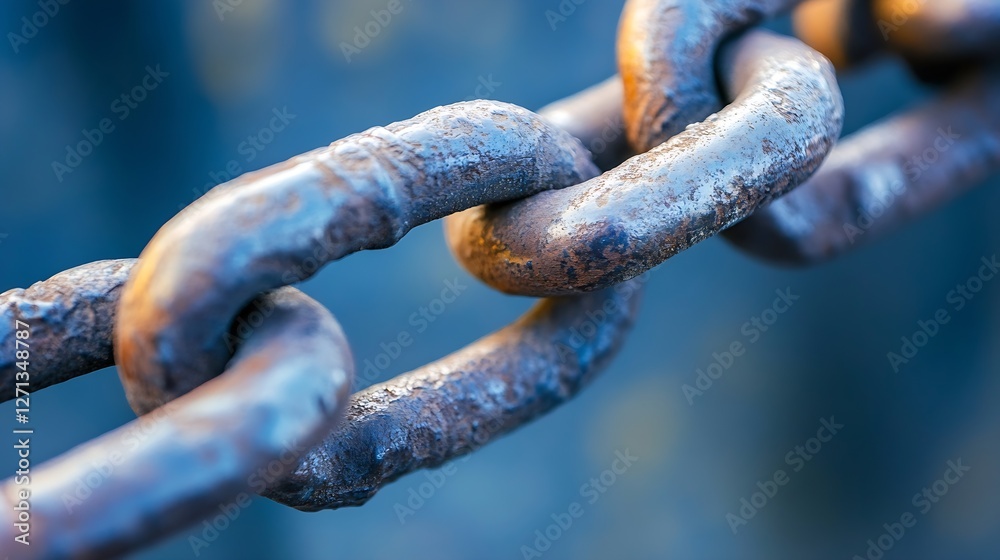 Aufkleber closeup of rusty metal chain links symbolizing strength and connection amidst life's challenges : ge