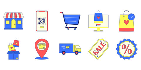 Market Shopping Illustration Set