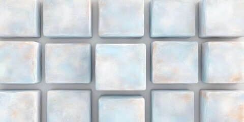 Abstract geometric pattern of frosted pastel cubes in an overhead grid layout