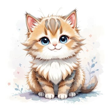 recommend clip art: Cute orange funny kitten illustration animal.