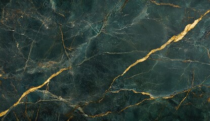 Fototapeta premium Elegant Dark Green Marble Texture with Gold Veins