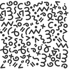 Line doodle seamless pattern. Creative abstract squiggle style drawing background for children or trendy design with basic shapes. Simple childish scribble wallpaper print