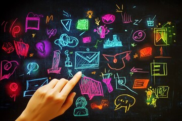 Human Hand Making Social Media Plans, 