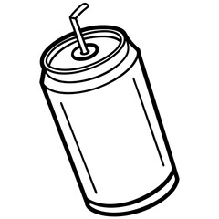 Sleek Soda Can Outline in Vector