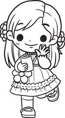 Fototapeta premium Cute girl cartoon holding a glass