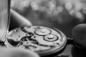 watchmaker repairing classic mechanical watch movement