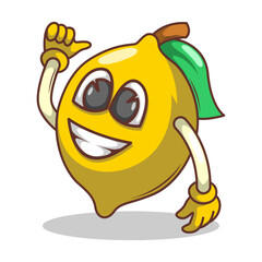 Funny doodle fruit cartoon with cute expression