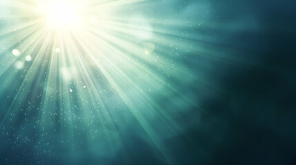 Bright rays of sunlight penetrate through a serene underwater scene, creating a tranquil ambiance