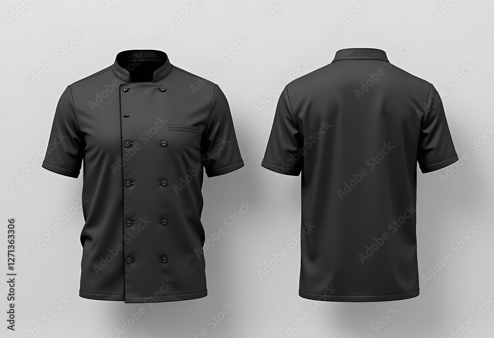 Fototapete blank black and white chef jacket mockup set, front view, 3d rendering. empty cotton master protect 
