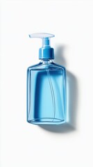 A blue liquid dispenser shines on a white background, highlighting its sleek design and usability