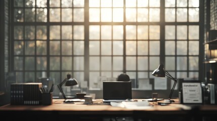 Industrial Office Interior Sunlight