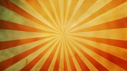Obraz premium Vintage sunburst background with warm orange and yellow rays radiating from the center