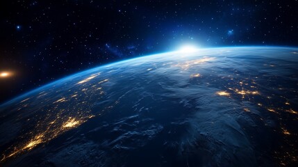 Obraz premium Earth from Space with Glowing City Lights