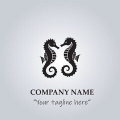 Sea horse logo company black and white vector illustration  © Gea