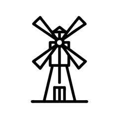 Windmill outline icon in black and white