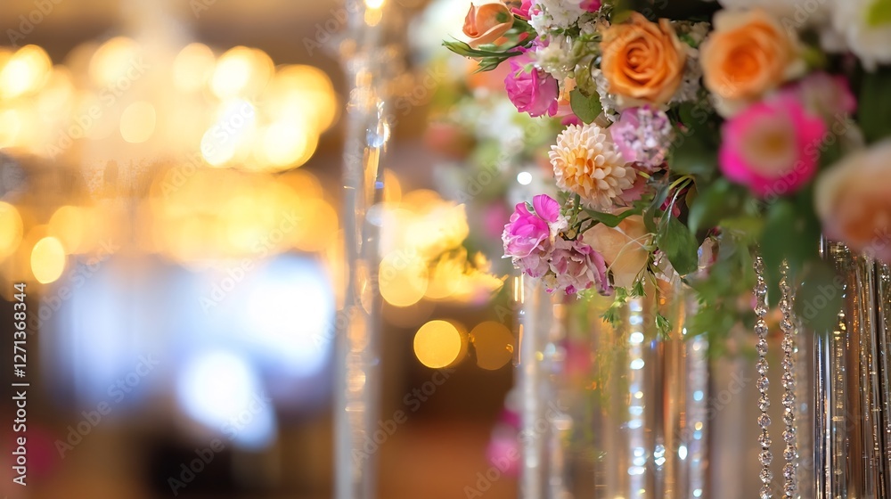 Aufkleber charming floral arrangement adorned with crystals and soft lighting for a sophisticated event : gene
