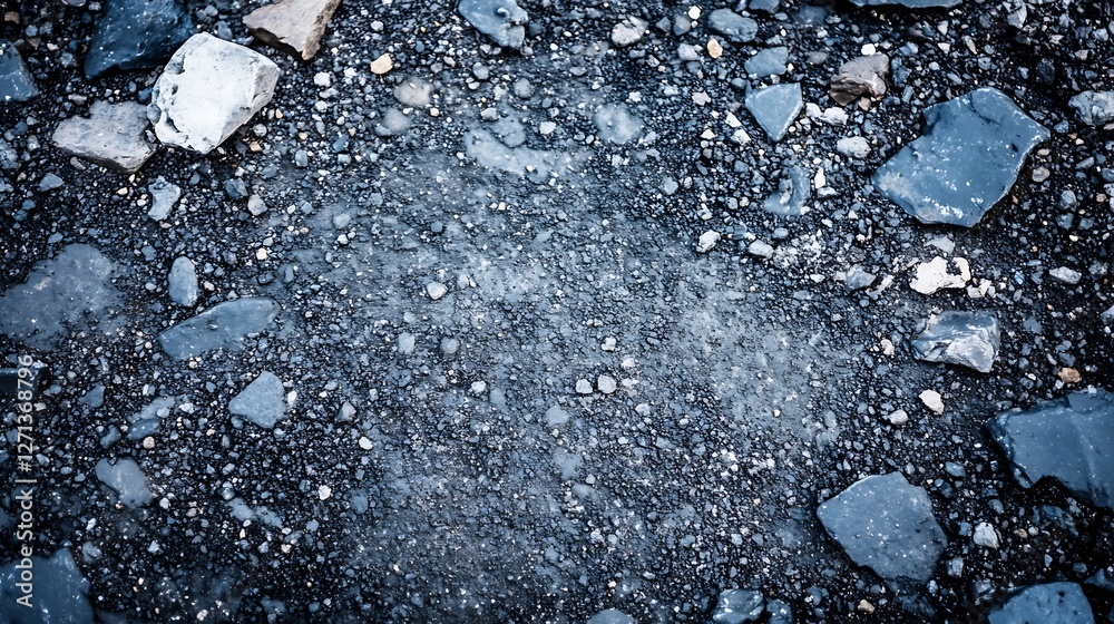 Leinwandbilder closeup of textured gravel surface featuring various shapes and sizes of rocks : generative ai