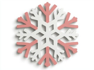 Obraz premium A stylish and modern snowflake design featuring a unique combination of white and pink colors